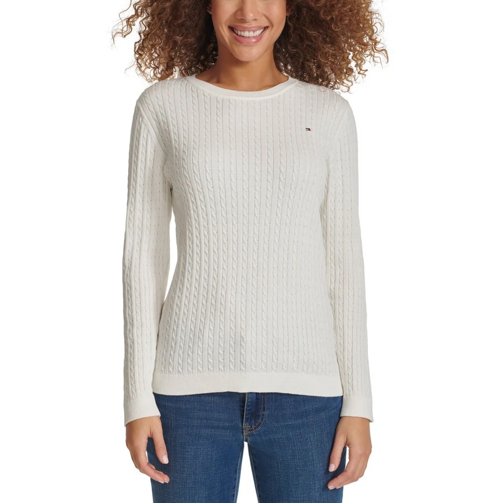 Tommy Hilfiger Ivory Cable Knit Sweater women’s size XL 100% cotton